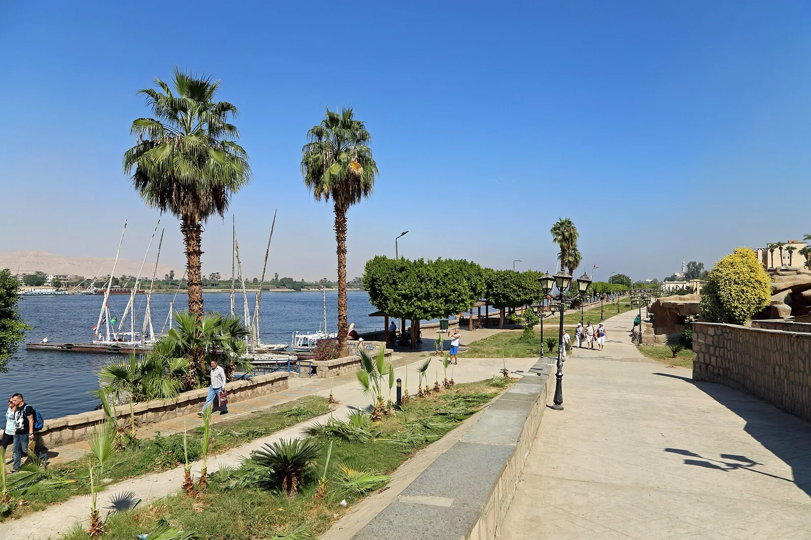 New Corniche promenade along the Nile in Luxor